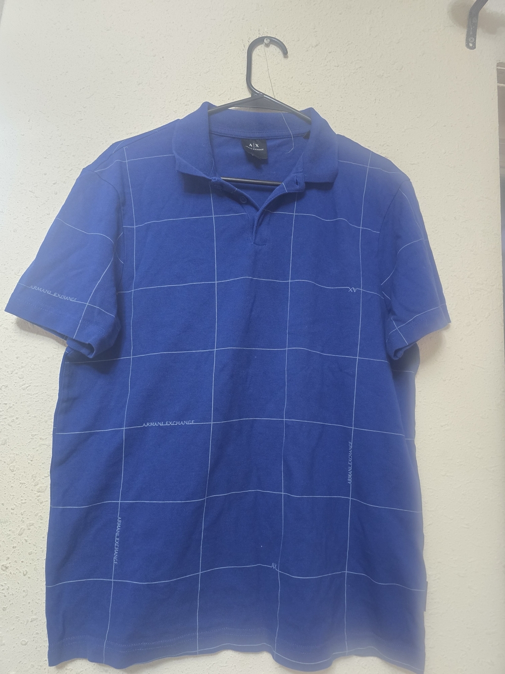 Armani Exchange Men’s Blue Checked Polo Shirt
